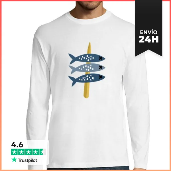 Camiseta Hombre Manga Larga Espeto Sardinas LaTostadora