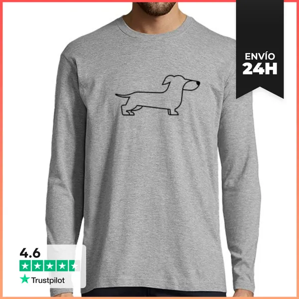 Camiseta Hombre Manga Larga MINIMAL TECKEL D LaTostadora