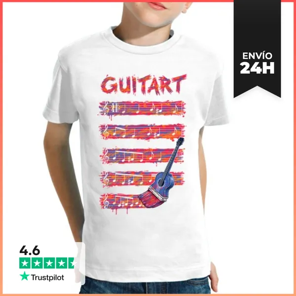Camiseta Clásica Para Niños Guitart Guitarra Arte LaTostadora