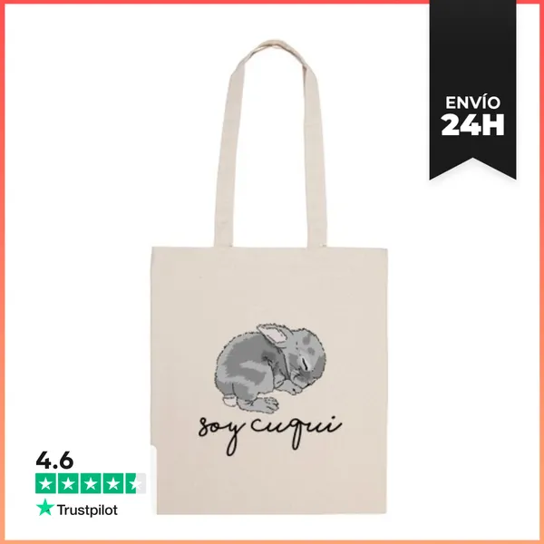 Bolsa De Tela Conejito. Soy Cuqui. Gris LaTostadora