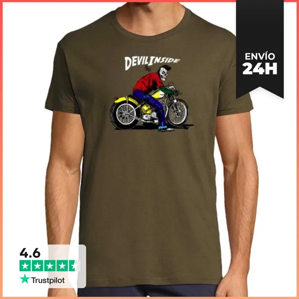 Camiseta Hombre Clásica Calavera Triumph Devilinside LaTostadora
