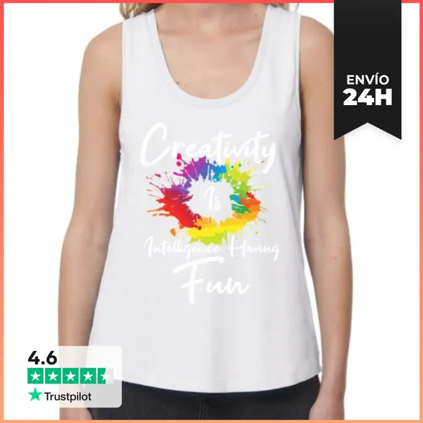 Camiseta Mujer Sin Mangas, Loose Fit La Creatividad Es