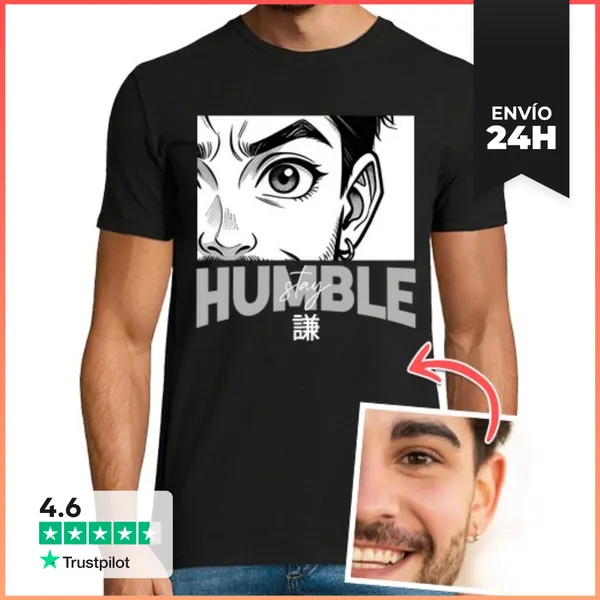 Camiseta Hombre Clásica Efecto Manga Camiseta Stay Humble Foto