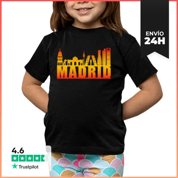 Camiseta Clásica Para Niños Madrid España Ciudad Paisaje Urbano