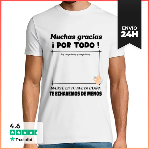 Camiseta Hombre Clásica Despedida Compañero De Trabajo Firmas