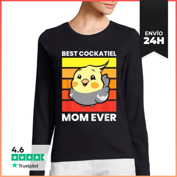 Camiseta Mujer Manga Larga Mejor Mamá De Cacatúa De Todos Los