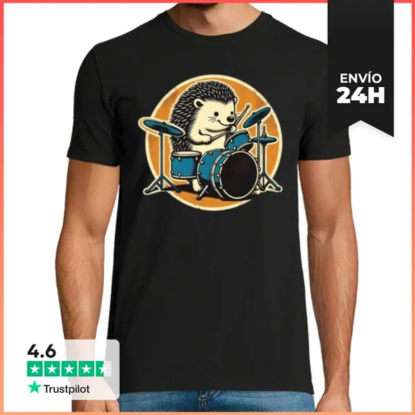 Camiseta Hombre Clásica Drummer Hedgehoge LaTostadora