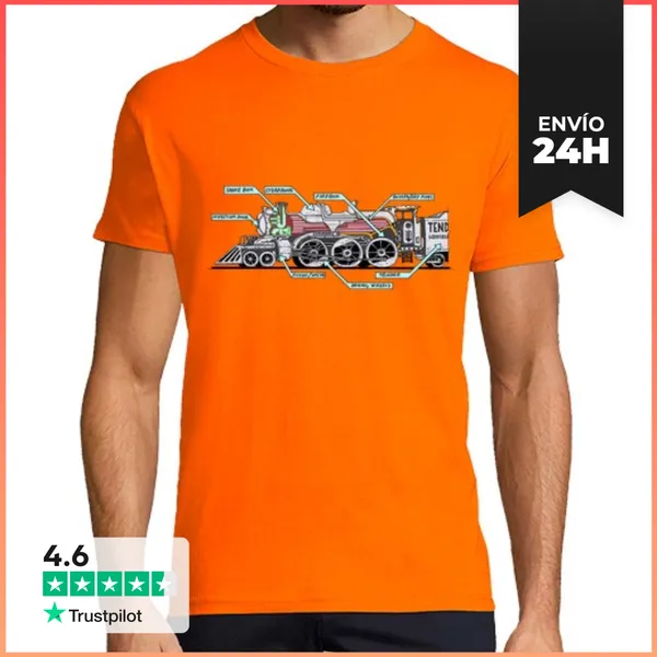 Camiseta Hombre Clásica Piezas De Locomotora De Vapor LaTostadora