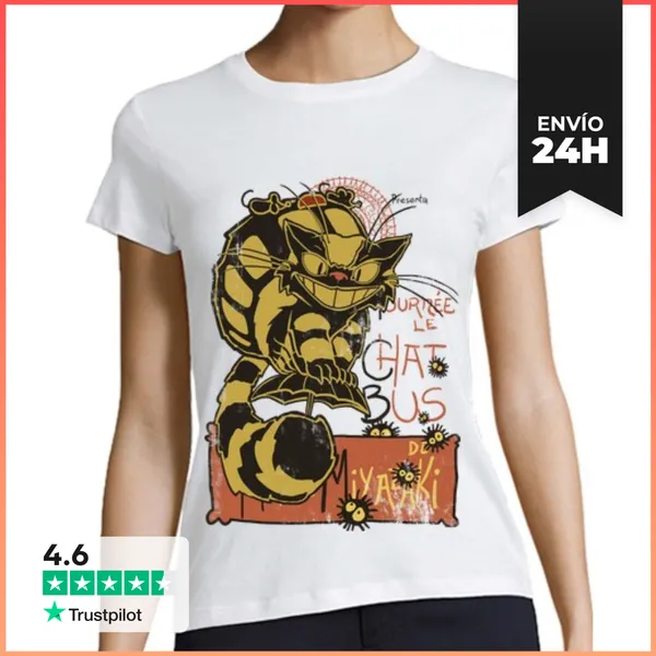 Camiseta Mujer Clásica Nekobus, Le Chat Noir LaTostadora
