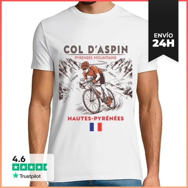 Camiseta Hombre Clásica Col D Aspin Cycling - Pyrenees Mountains