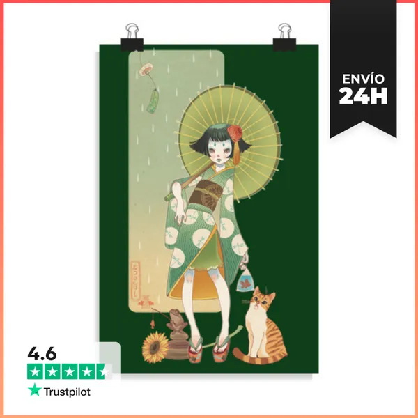 Póster Vertical Verano Kokeshi LaTostadora