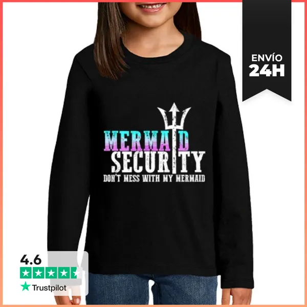 Camiseta Manga Larga Para Niños Sirena Seguridad No Te Metas Con