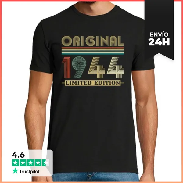 Camiseta Hombre Clásica 1944 Vintage Retro Cumpleaños Regalo