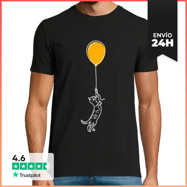 Camiseta Hombre Clásica Gato En El Aire LaTostadora