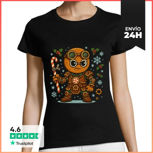 Camiseta Mujer Clásica Navidad Steampunk Steampunk LaTostadora