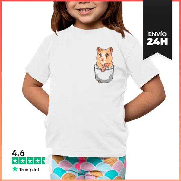 Camiseta Clásica Para Niños Bolsillo Lindo Hámster Mascota -
