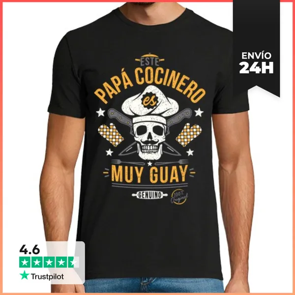 Camiseta Hombre Clásica Este Papá Cocinero Es Muy Guay