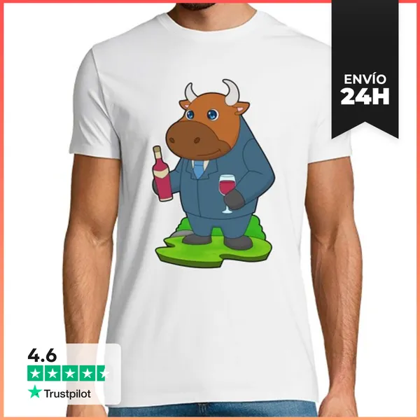 Camiseta Hombre Clásica Vino Tinto Botella De Toro LaTostadora