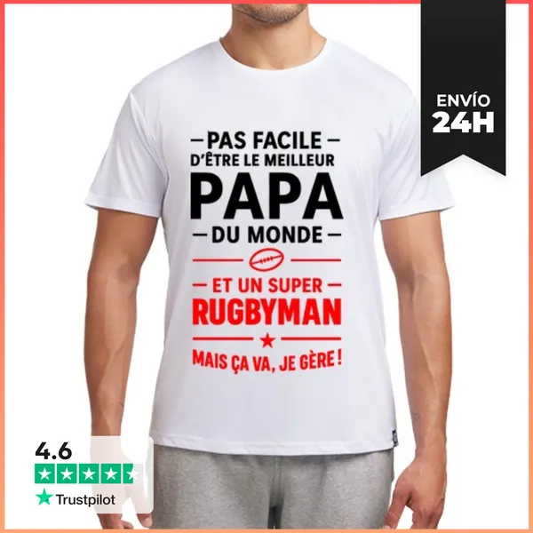 Camiseta Deportiva Hombre Mejor Papá Super Rugbista Rugby