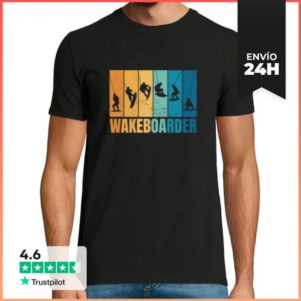 Camiseta Hombre Clásica Wakeboarder LaTostadora