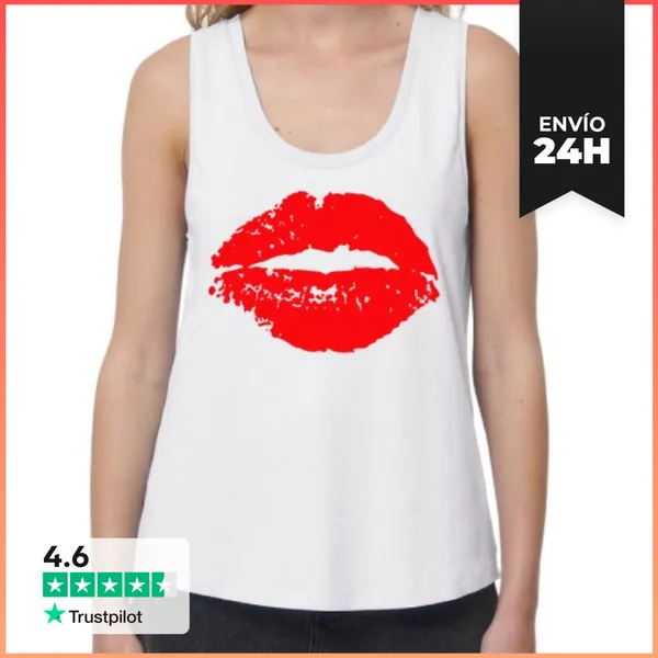 Camiseta Mujer Sin Mangas, Loose Fit Besos! LaTostadora