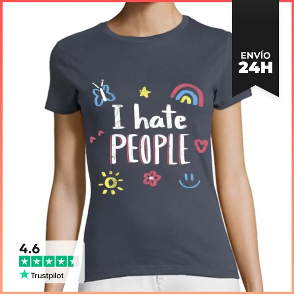 Camiseta Mujer Clásica I Hate People LaTostadora
