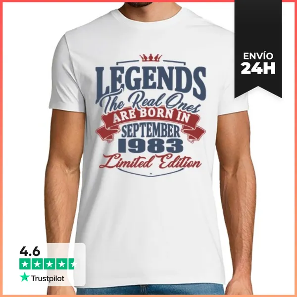 Camiseta Hombre Clásica Leyenda Nacido En Septiembre 1983