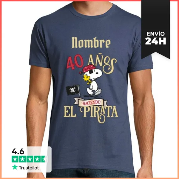 Camiseta Hombre Clásica Snoopy 40 Años Haciendo El Pirata