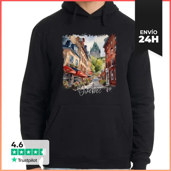 Sudadera Unisex Con Capucha Acuarela De Quebec, Quebec Canadá