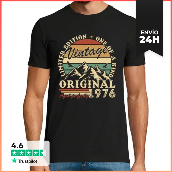 Camiseta Hombre Clásica 50 Años 1976 Vintage Cumpleaños Retro