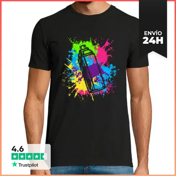 Camiseta Hombre Clásica Gorra Gorda Pintada Gráficas Rociar