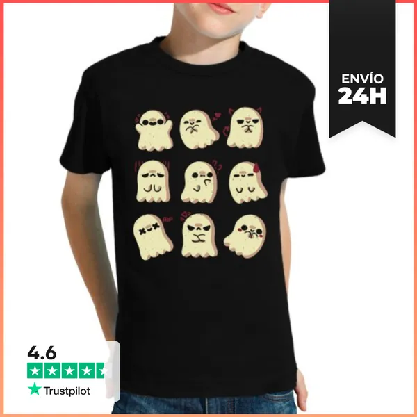 Camiseta Clásica Para Niños Emociones De Fantasma Lindo