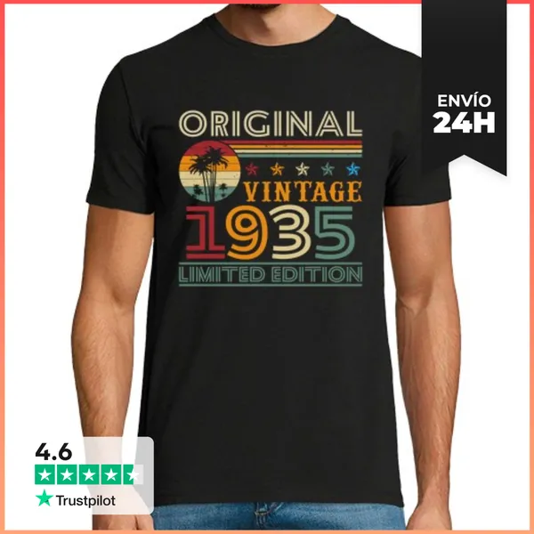 Camiseta Hombre Clásica 90 Cumpleaños 90 Años Vintage 1935