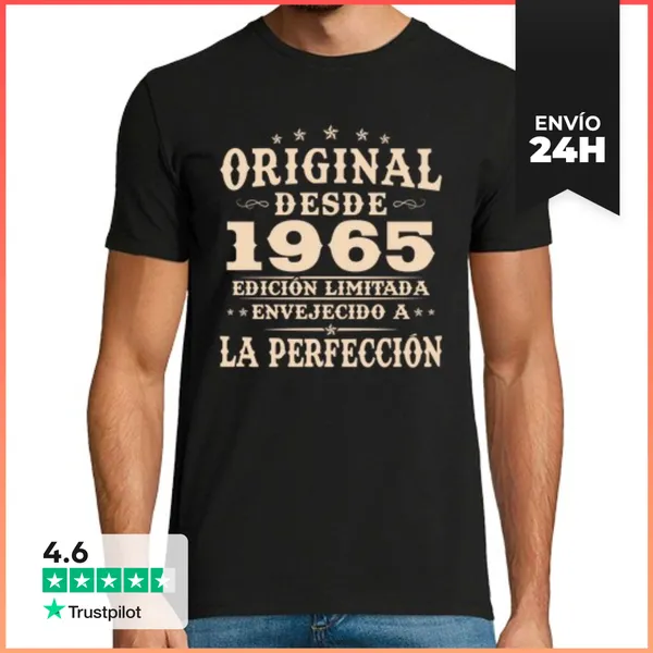 Camiseta Hombre Clásica 60 Cumpleaños 60 Años Vintage 1965