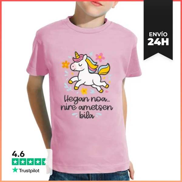Camiseta Clásica Para Niños Unicornio Soñador - Euskera
