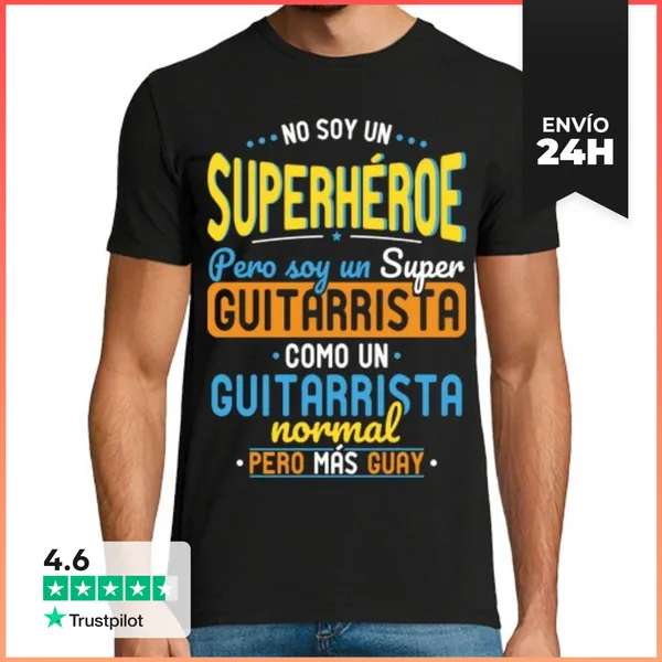 Camiseta Hombre Clásica No Superhéroe Pero Soy Super Guitarrista