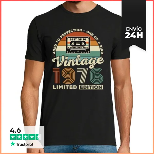 Camiseta Hombre Clásica 50 Cumpleaños 50 Años Vintage 1976