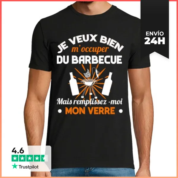 Camiseta Hombre Clásica Quiero Cuidar La Barbacoa Pero Lléname
