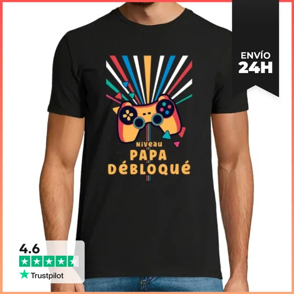 Camiseta Hombre Clásica El Nivel De Papá Desbloquea El Anuncio