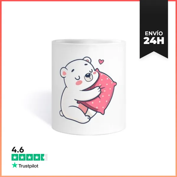 Taza Oso Abrazador Sobre Cojín Rosa LaTostadora