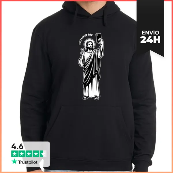 Sudadera Unisex Con Capucha Jesús Sígueme Redes Sociales