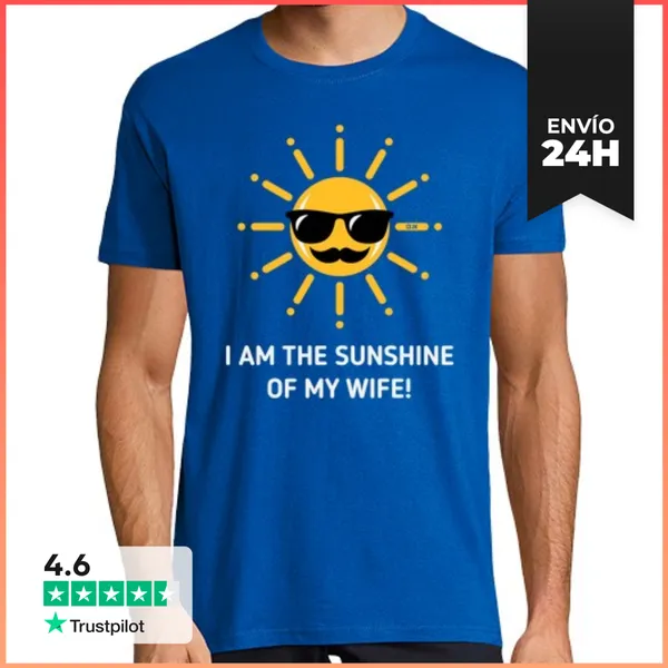 Camiseta Hombre Clásica Soy El Sol De Mi Esposa - Blanco