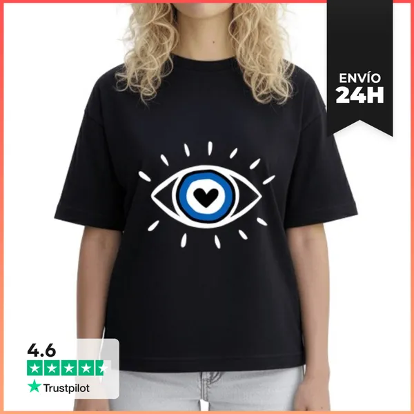 Camiseta Mujer Boxy Ojo Maligno Protección Espiritual Esotérica