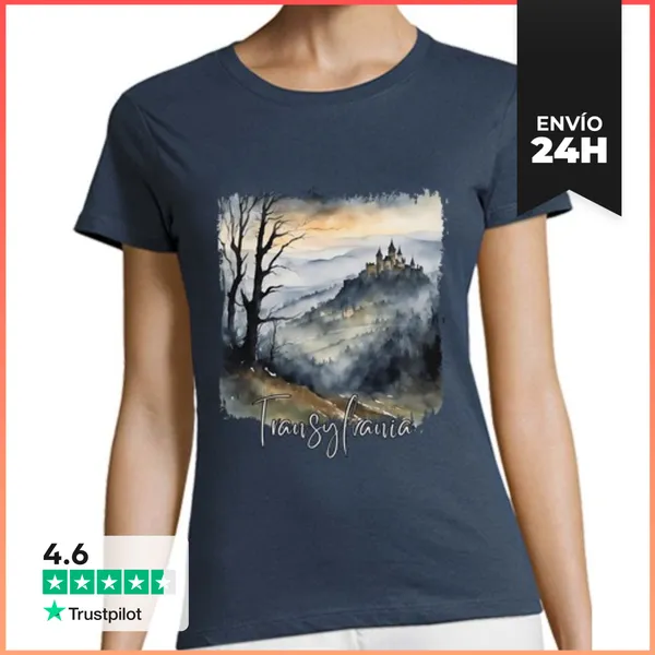 Camiseta Mujer Clásica Acuarela De Transilvania, Transilvania