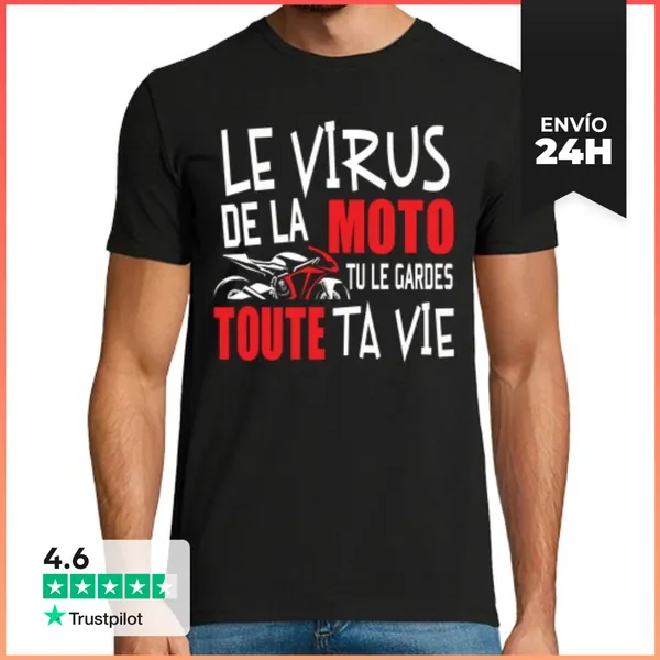 Camiseta Hombre Clásica Virus De La Motocicleta Humor Del Motor