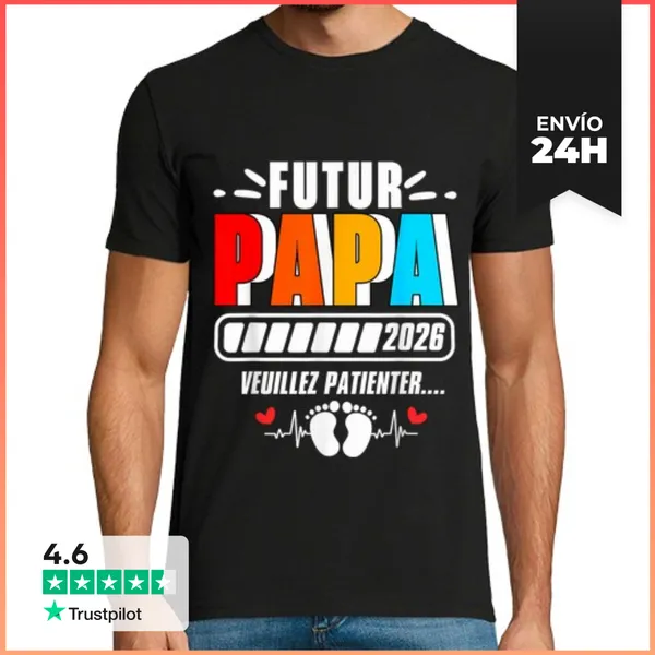 Camiseta Hombre Clásica Regalo Futuro Papá 2026 Anuncio Bebé