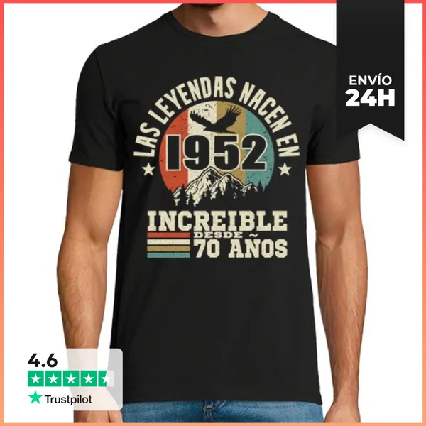 Camiseta Hombre Clásica 1952 Increible Desde 70 Años LaTostadora