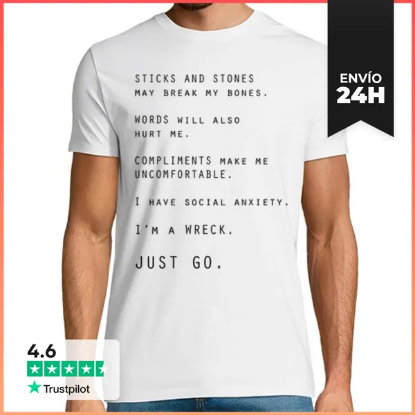 Camiseta Hombre Clásica Hilarante Ansiedad Social Incómoda