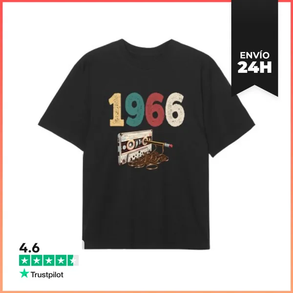 Camiseta Oversize 1966 Cassette Retro Cumpleaños LaTostadora
