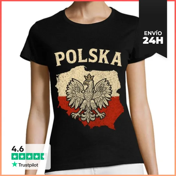 Camiseta Mujer Clásica Polska Polonia Aguila Bandera Y Mapa